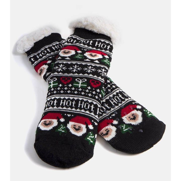 Juodos šilti kojinės su Santa Challa