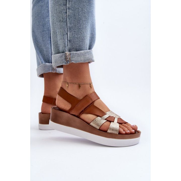 Moteriški odiniai platforminiai sandalai Brown
