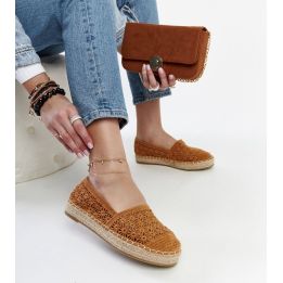 Samra rudos nėriniuotos platforminės espadrilės