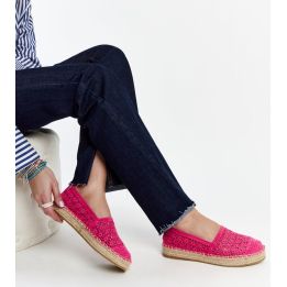 Samra tamsiai rožinės spalvos nėriniuotos platforminės espadrilės