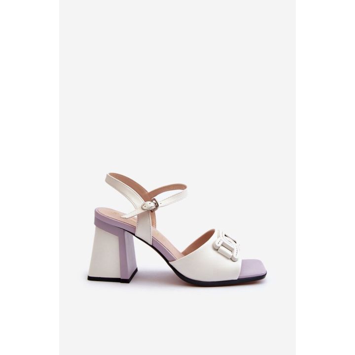 Elegantiški aukštakulniai sandalai su baltu ornamentu D&A MR38-156