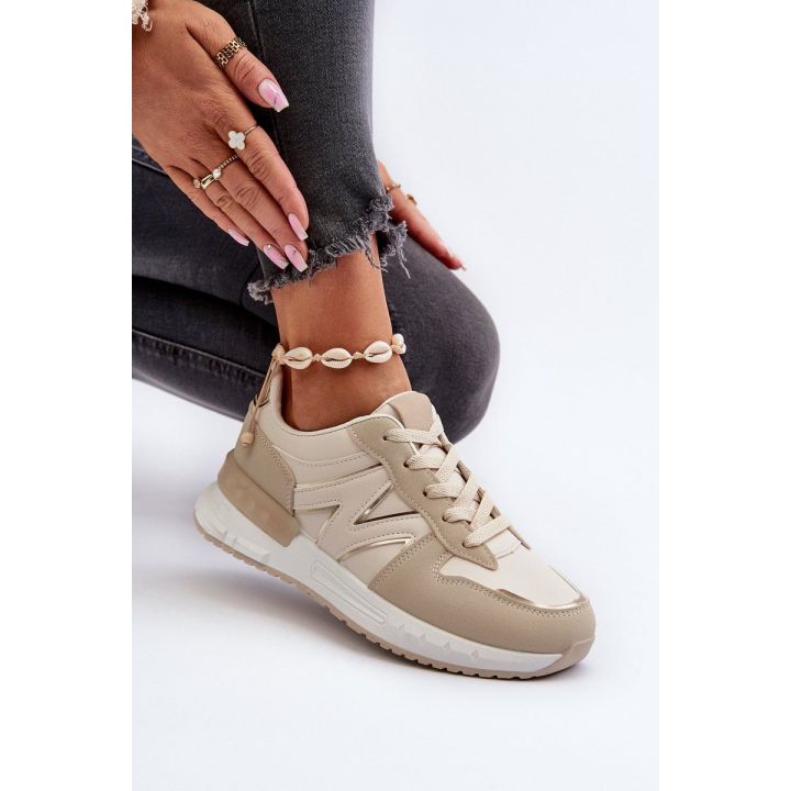 Smėlio spalvos Faux Leather Sneakers Kaimans