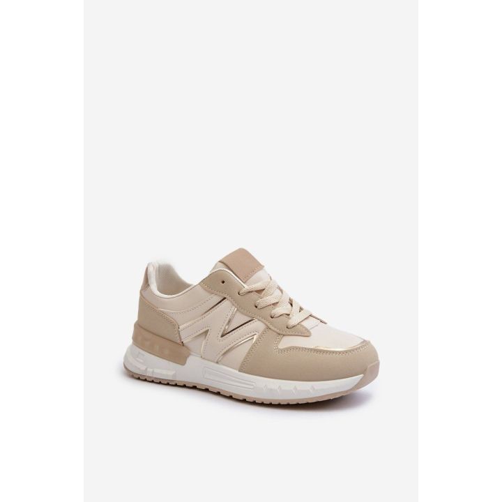 Smėlio spalvos Faux Leather Sneakers Kaimans
