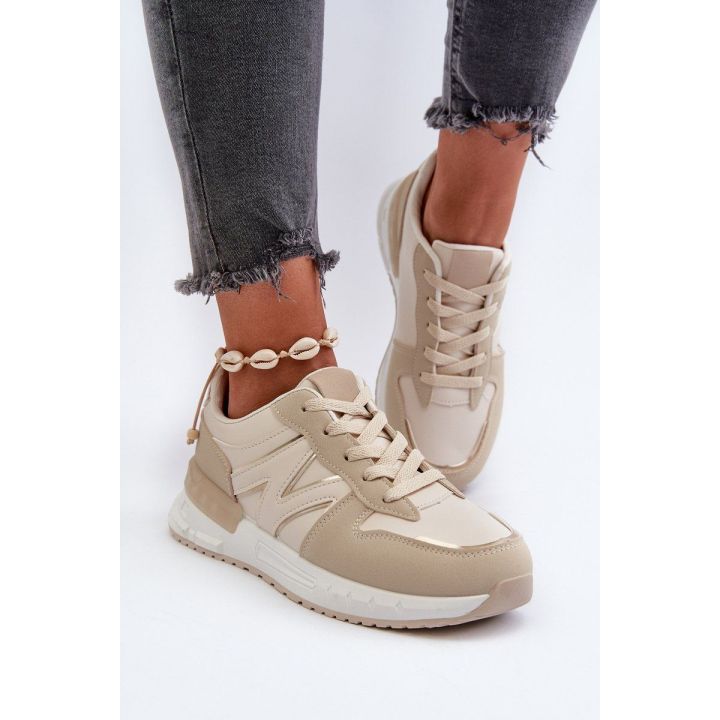 Smėlio spalvos Faux Leather Sneakers Kaimans
