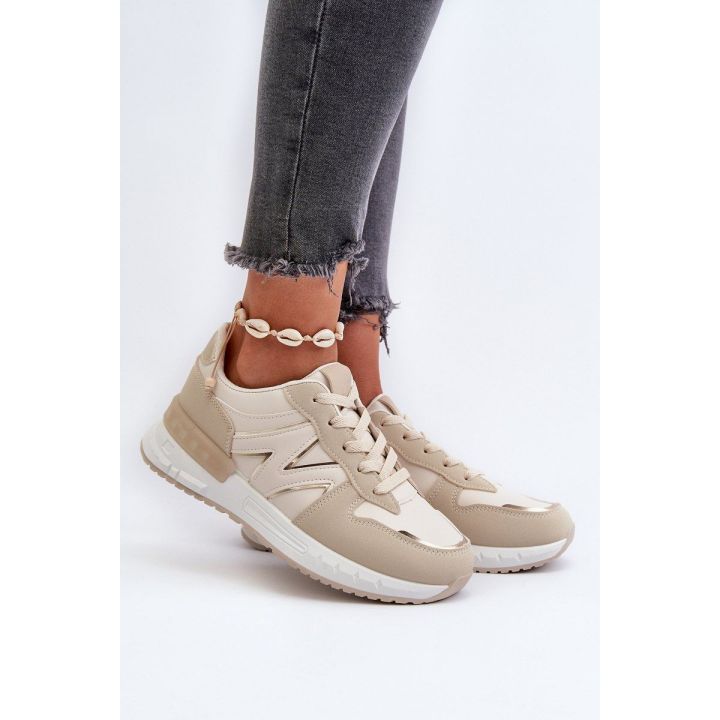 Smėlio spalvos Faux Leather Sneakers Kaimans