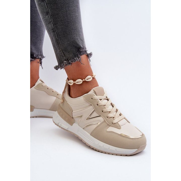 Smėlio spalvos Faux Leather Sneakers Kaimans