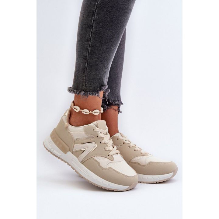 Smėlio spalvos Faux Leather Sneakers Vinelli