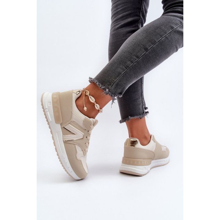 Smėlio spalvos Faux Leather Sneakers Vinelli