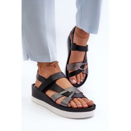 Moteriški odiniai platforminiai sandalai Black