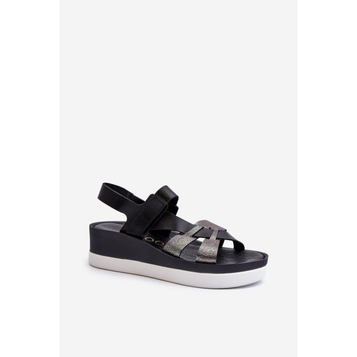 Moteriški odiniai platforminiai sandalai Black