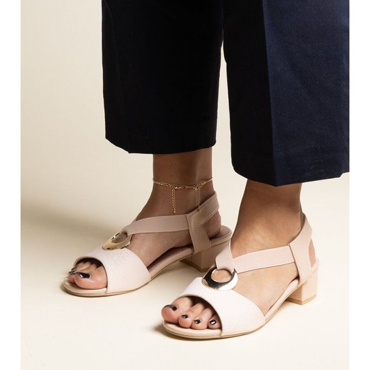 Smėlio spalvos Jorga“ aukštakulniai užsegami basutės