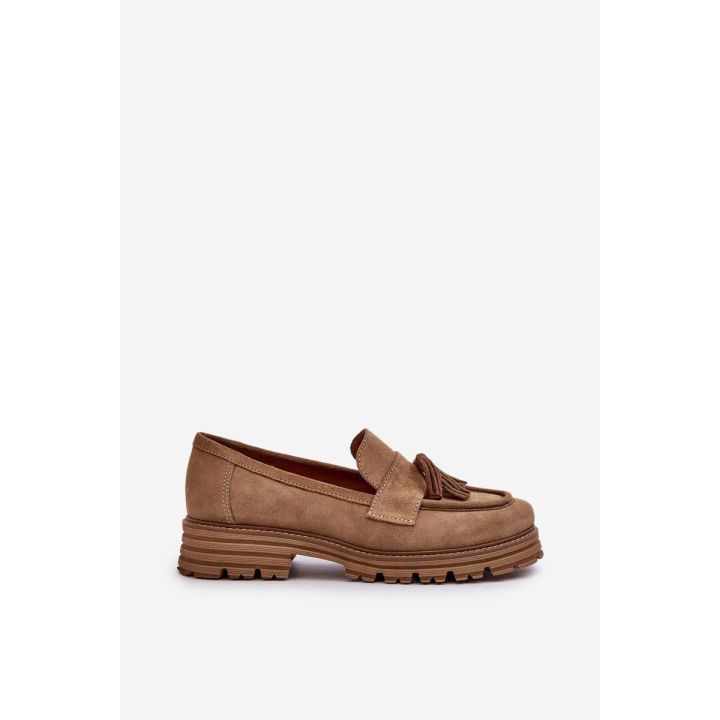 Zazoo 3469 Suede moteriški auliniai bateliai su kutais Smėlio spalvos