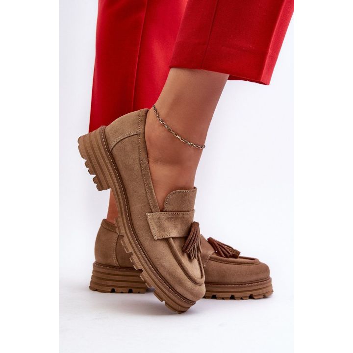 Zazoo 3469 Suede moteriški auliniai bateliai su kutais Smėlio spalvos