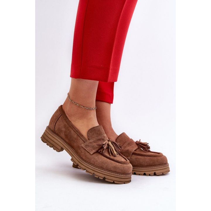 Zazoo 3469 Suede moteriški mokasinai su kutais, rudos spalvos