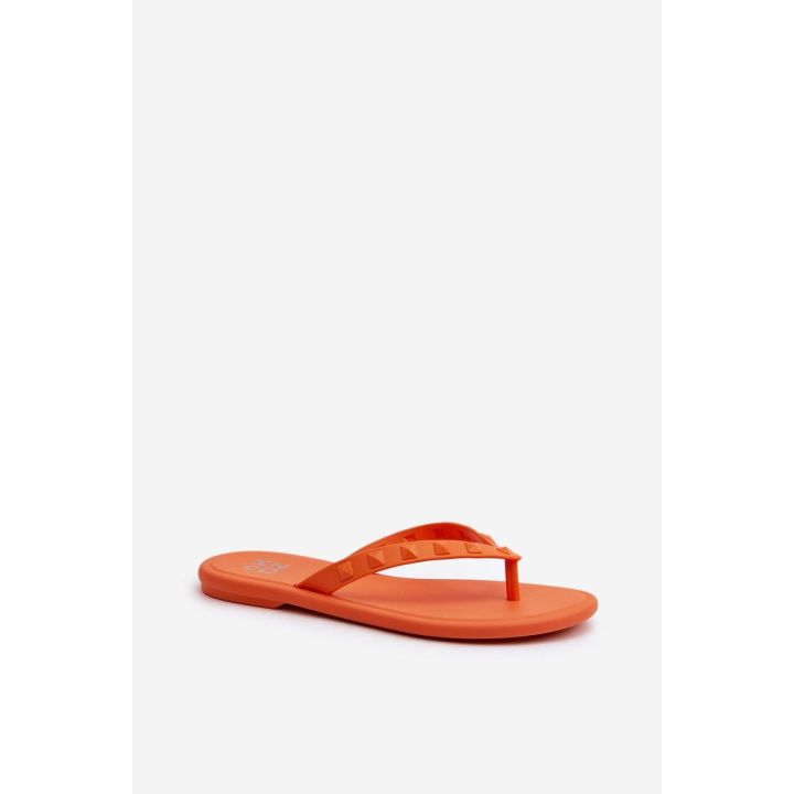 Plokščios moteriškos šlepetės Oranžinės