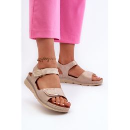 Moteriški smėlio spalvos velcro tipo sandalai Risanni“