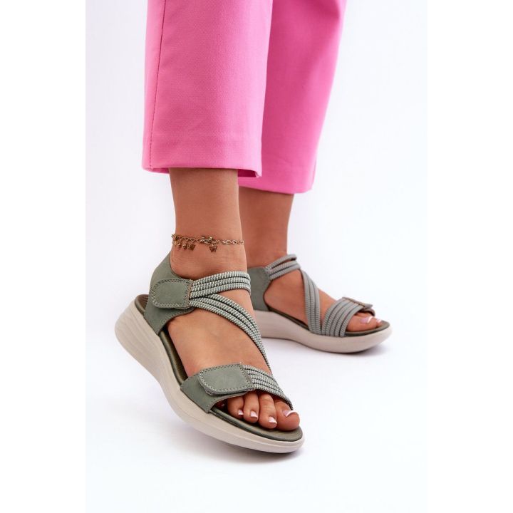 Moteriški patogūs žali Velcro sandalai Eladora