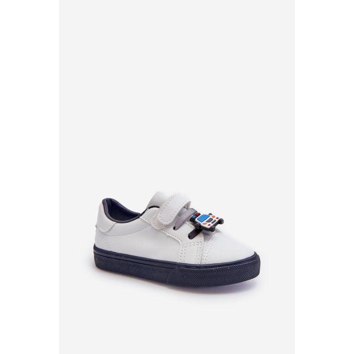 Vaikiški kedai su velcro baltos ir navy spalvos Pennyn