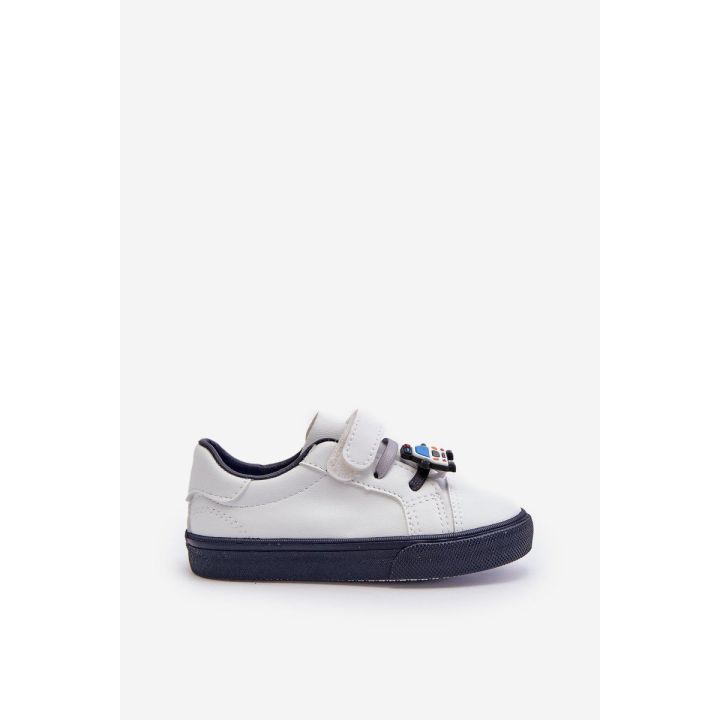 Vaikiški kedai su velcro baltos ir navy spalvos Pennyn