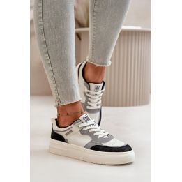 Moteriški žemi sportbačiai iš eko odos Big Star OO274028 baltai pilki