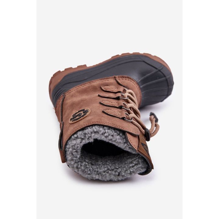 Aukšti šilti žieminiai sniego batai su raišteliais rudos spalvos Lee Cooper