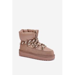 Užsegami Suede Žieminiai Batai Moterims su Storais Raišteliais D.Franklin DFSH375003 Taupe