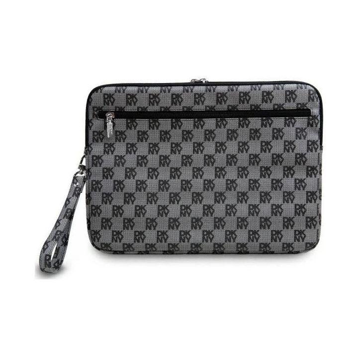 DKNY Sleeve Checkered Pattern Printed Stripes 14 nešiojamojo kompiuterio rankovė – juoda