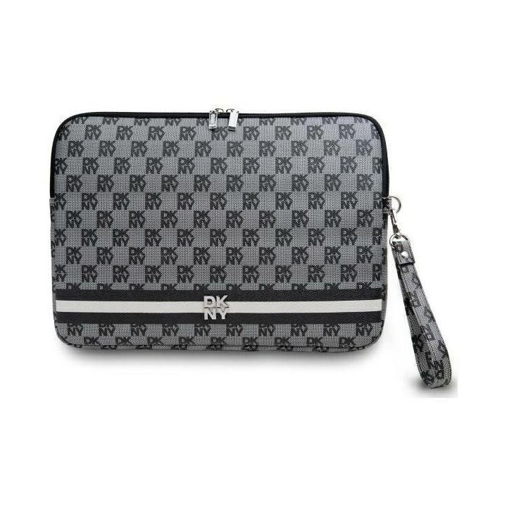 DKNY Sleeve Checkered Pattern Printed Stripes 16 nešiojamojo kompiuterio dėklas – juodas
