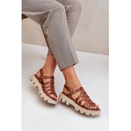 Odinės moteriškos basutės Zazoo camel spalvos