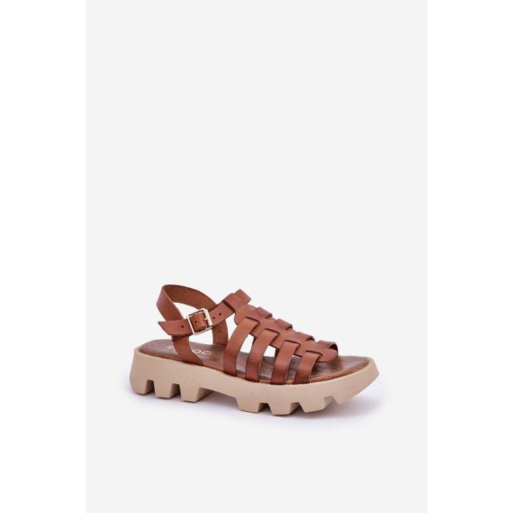 Odinės moteriškos basutės Zazoo camel spalvos