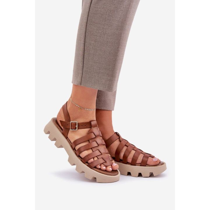 Odinės moteriškos basutės Zazoo camel spalvos