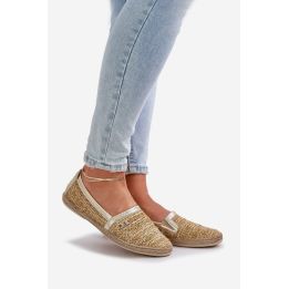 Elegantiškos odinės espadrilės su pynimu smėlio-aukso spalvos