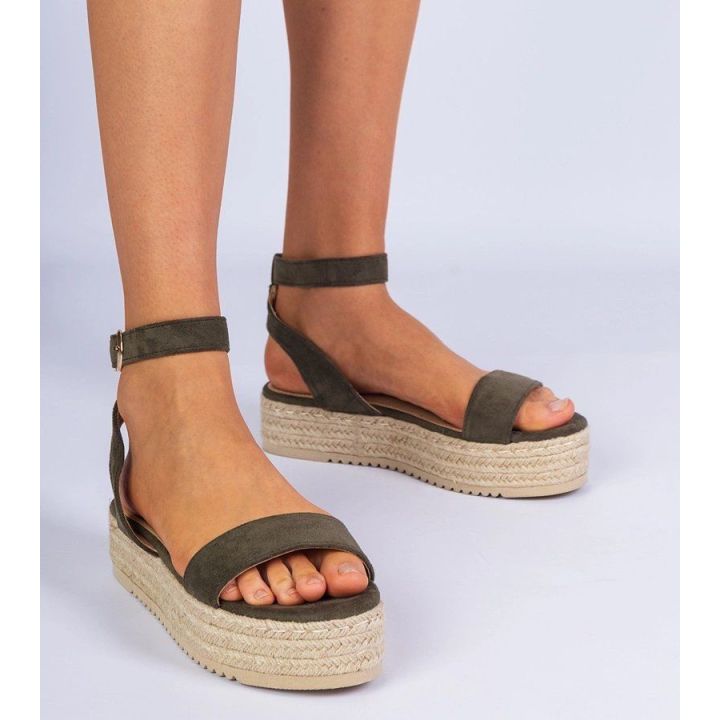 Žalios espadrilės basutės ant platformos Kalesio“