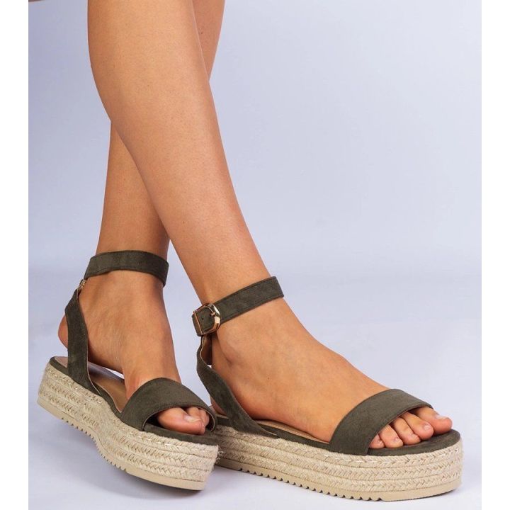 Žalios espadrilės basutės ant platformos Kalesio“