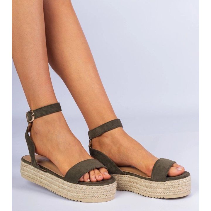 Žalios espadrilės basutės ant platformos Kalesio“