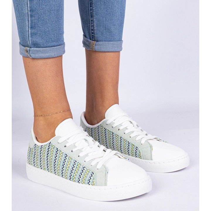 Žalios moteriškos medžiaginės sportbačiai Bellisio