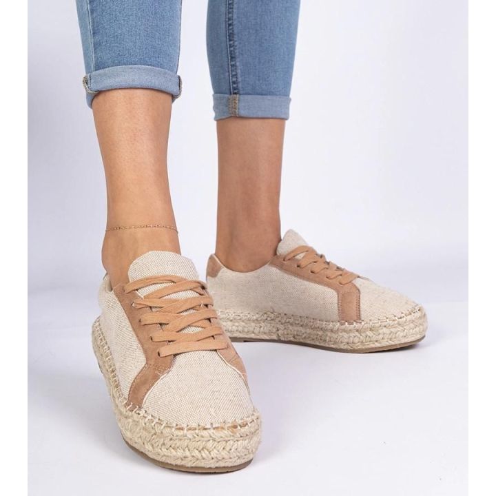 Raištinės moteriškos smėlio espadrilės Malsi