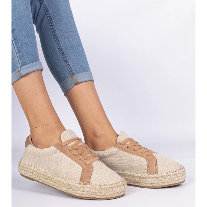 Raištinės moteriškos smėlio espadrilės Malsi