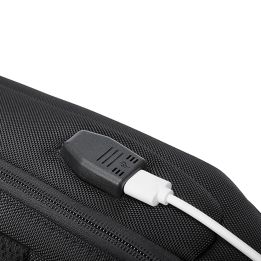 Miesto kuprinė per vieną petį Premium, apsauga nuo vagysčių, USB, juoda