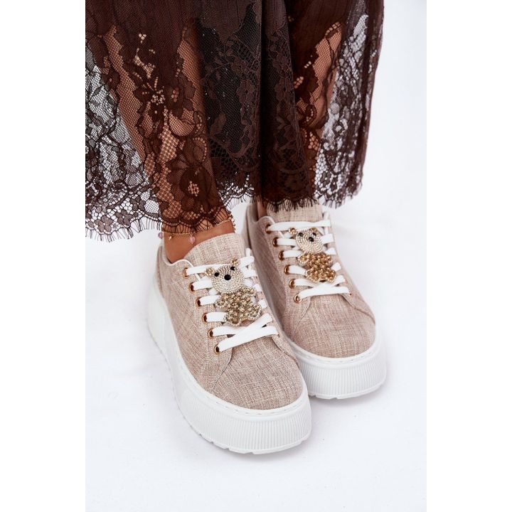 Sportiniai bateliai su meškučio raštu, smėlio spalvos