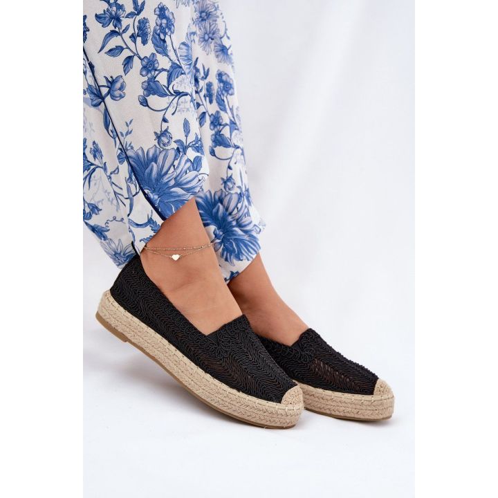 Espadrilės moterims su platforma juodos Vinceza