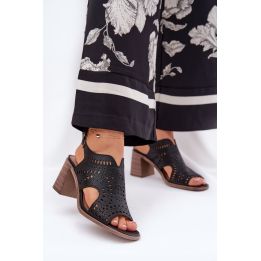 Basutės moterims, elegantiškos, odinės, juodos