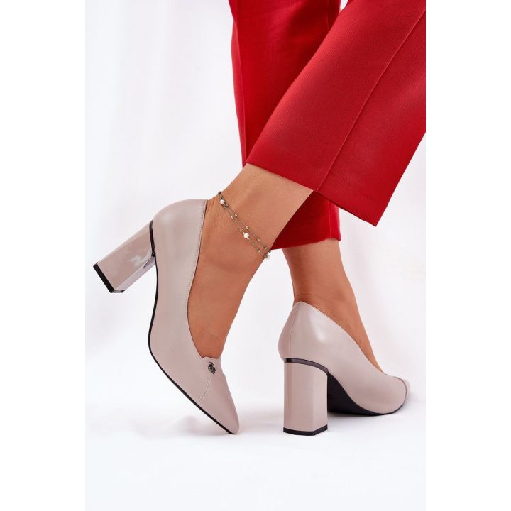 Aukštakulniai bateliai pilki elegantiški moteriški