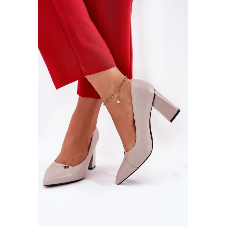 Aukštakulniai bateliai pilki elegantiški moteriški