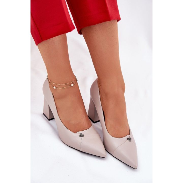 Aukštakulniai bateliai pilki elegantiški moteriški