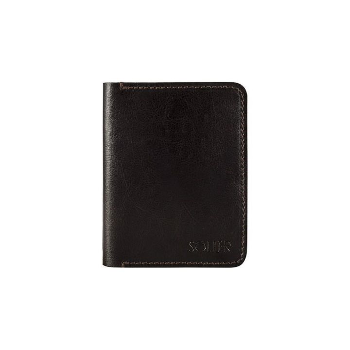 Plona odinė vyriška piniginė SOLIER SW10 SLIM DARK BROWN