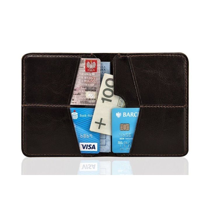 Plona odinė vyriška piniginė SOLIER SW10 SLIM DARK BROWN
