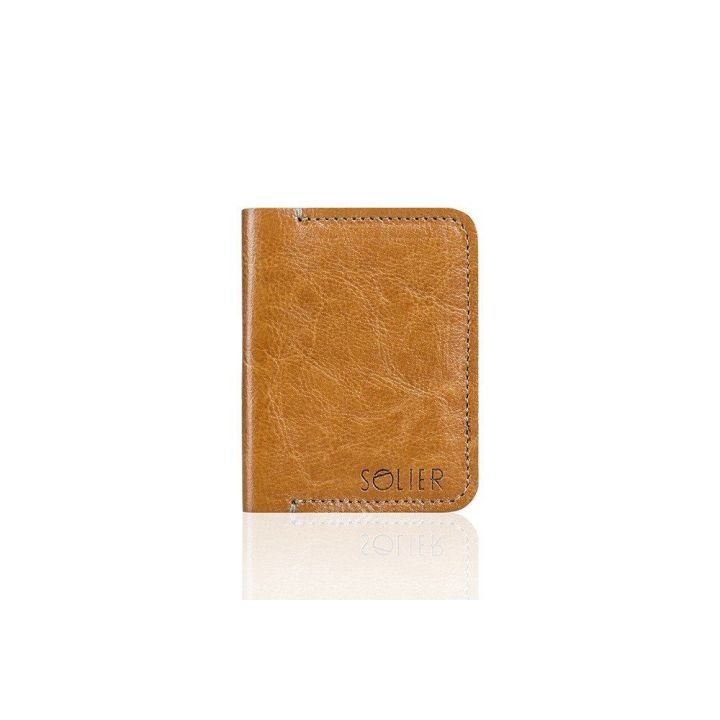 Plona odinė vyriška piniginė SOLIER SW11 SLIM LIGHT BROWN