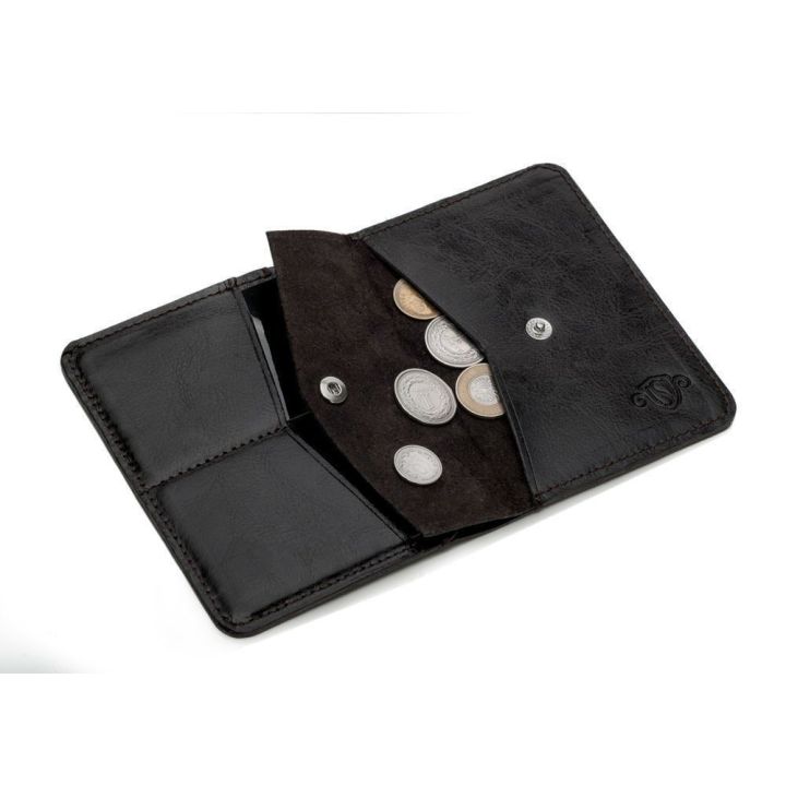 Plona vyriška odinė piniginė su monetų laikikliu SOLIER SLIM DARK BROWN