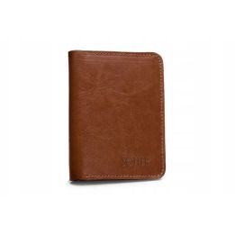 Plonos odinės vyriškos piniginės SOLIER SLIM BROWN